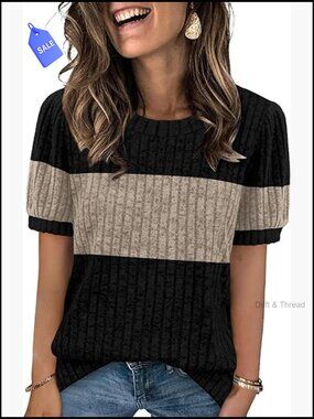 Short Sleeve Knit Tunic Top Business Casual Blouse Loose Fit